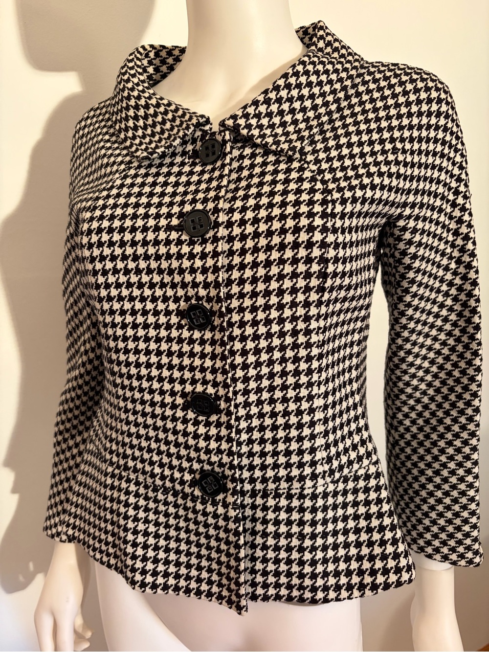 #926 MaxMara Mainline Black & White Houndstooth Button-Front Jacket